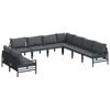 vidaXL Ensemble de canap&eacute; de jardin avec coussin 9 pcs Noir Acier