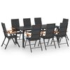 vidaXL Ensemble &agrave; manger de jardin 9 pcs noir et marron