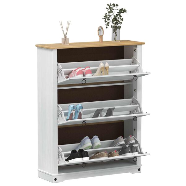 vidaXL Cabinet &agrave; chaussures Corona Blanc 99 x 32 x 122 cm Pin massif