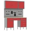 vidaXL Placard de travail 8 pi&egrave;ces Rouge Bois d'ing&eacute;nierie et acier