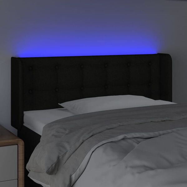 vidaXL T&ecirc;te de lit &agrave; LED Noir 93x16x78/88 cm Tissu
