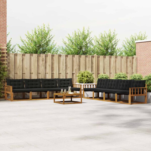 vidaXL Ensemble de canap&eacute;s d'ext&eacute;rieur 9 pcs Naturel et Noir