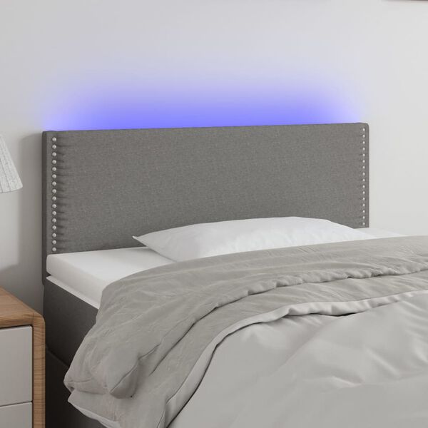 vidaXL Tête de lit à LED Gris foncé 100x5x78/88 cm Tissu