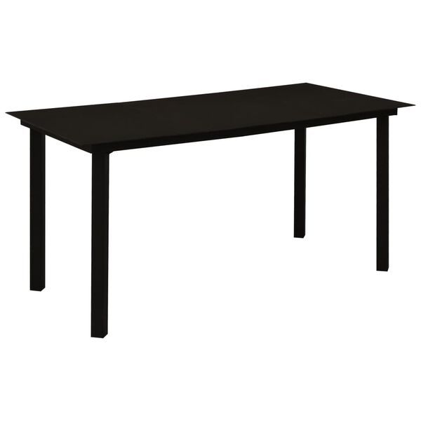 vidaXL Table à dîner de jardin Noir 150x80x74 cm Acier et verre
