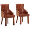vidaXL Chaises &agrave; manger lot de 2 marron cuir de ch&egrave;vre v&eacute;ritable