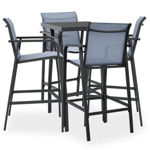 vidaXL Ensemble de bar de jardin 5 pcs Noir et gris