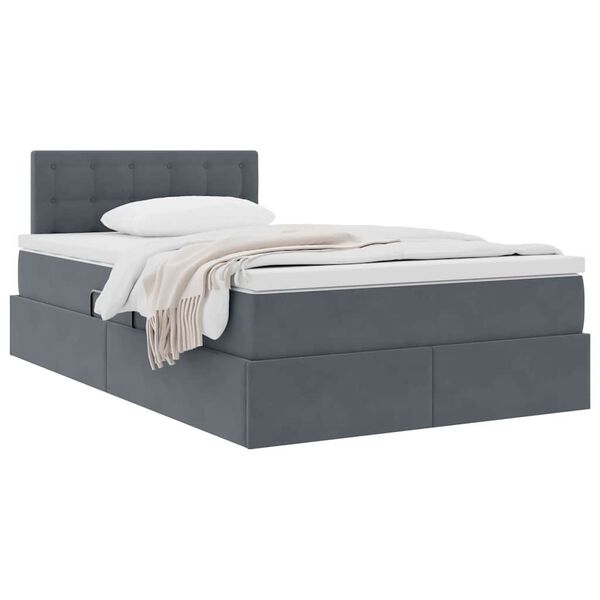 vidaXL Lit de Rangement avec matelas Gris foncé 120 x 190 cm Velours