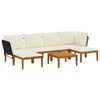 vidaXL 7 pc Bois d'acacia massif et corde Naturel