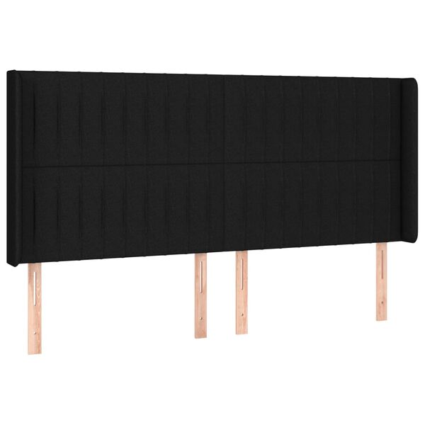 vidaXL T&ecirc;te de lit avec oreilles Noir 163x16x118/128 cm Tissu