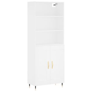 vidaXL Buffet haut Blanc 69,5x34x180 cm Bois d'ing&eacute;nierie