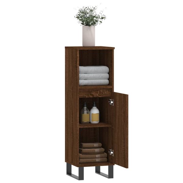 vidaXL Armoire de bain ch&ecirc;ne marron 30x30x100 cm bois d'ing&eacute;nierie