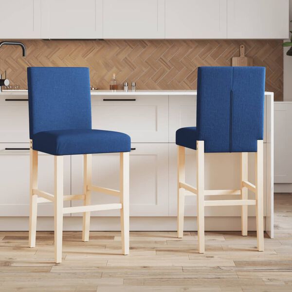 vidaXL Chaises de bar lot de 2 bois massif d'h&eacute;v&eacute;a et tissu