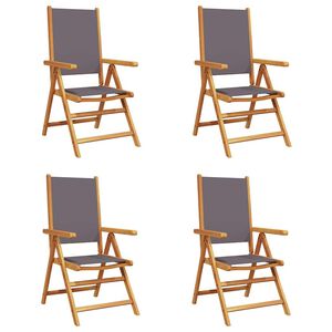 vidaXL Fauteuils pliants inclinables 4 pi&egrave;ces, tissu anthracite et bois massif