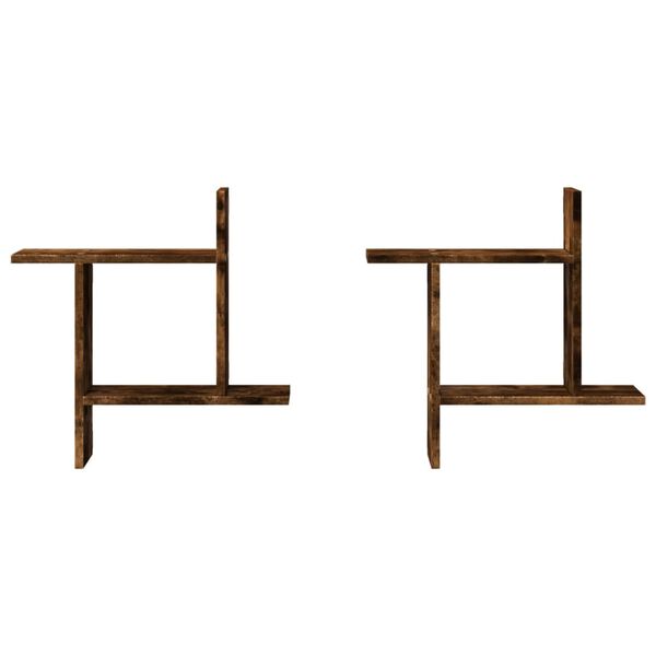 vidaXL &Eacute;tag&egrave;res murales 2 pcs ch&ecirc;ne fum&eacute; 50x12x50 cm Bois d'ing&eacute;nierie