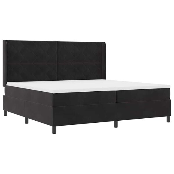 vidaXL Lit &agrave; ressorts avec matelas Noir 200 x 200 cm Velours