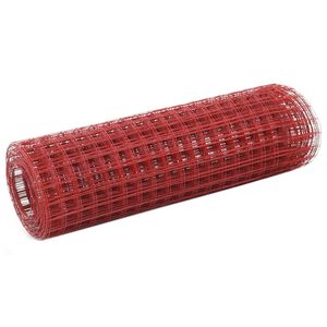 vidaXL Grillage Acier avec rev&ecirc;tement en PVC 25x0,5 m Rouge