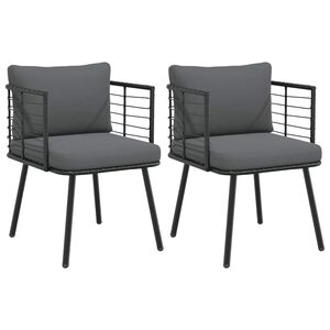 vidaXL Chaises de jardin lot de 2 avec coussins noir r&eacute;sine tress&eacute;e