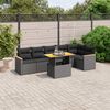 vidaXL Salon de jardin 7 pcs avec coussins noir r&eacute;sine tress&eacute;e