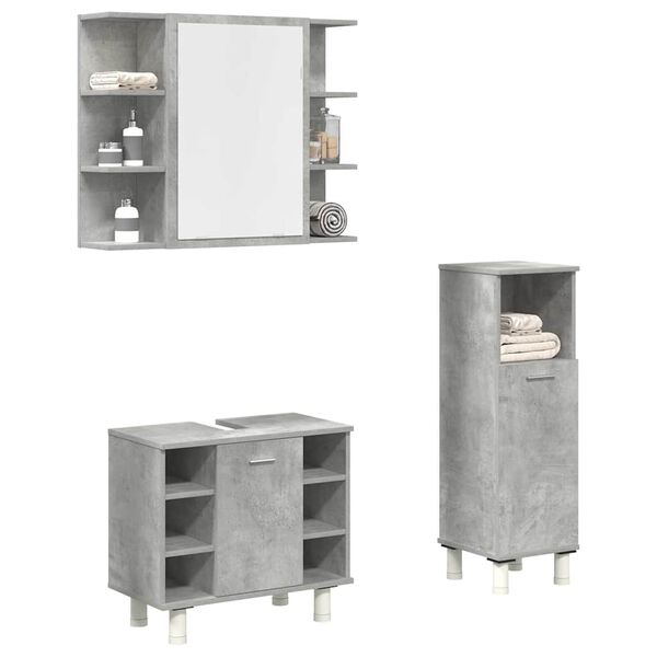 vidaXL Ensemble de meubles de salle de bain 3 pcs gris b&eacute;ton