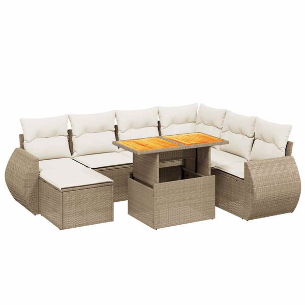 vidaXL Salon de jardin avec coussins 8 pcs beige r&eacute;sine tress&eacute;e