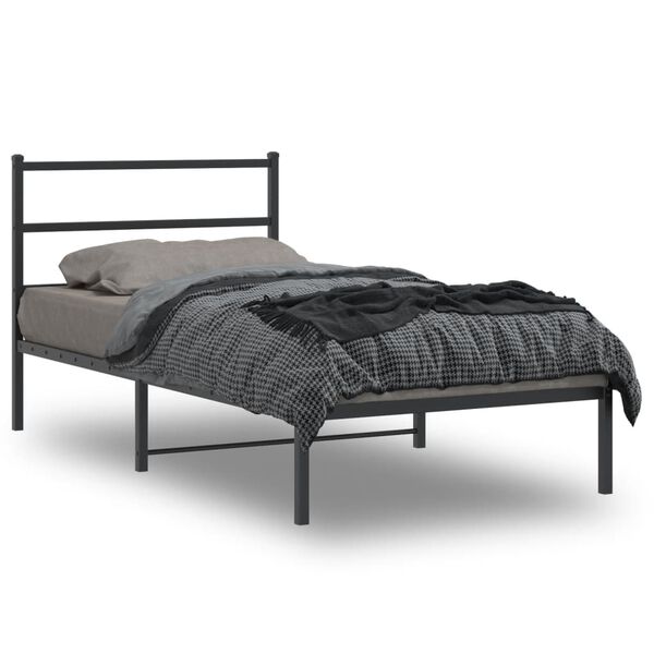 vidaXL Cadre de lit métal sans matelas avec tête de lit noir 100x200cm