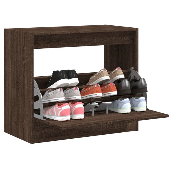 vidaXL Armoire &agrave; chaussures ch&ecirc;ne marron 80x42x69 cm bois ing&eacute;nierie