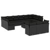 vidaXL Salon de jardin avec coussins 14 pcs noir r&eacute;sine tress&eacute;e
