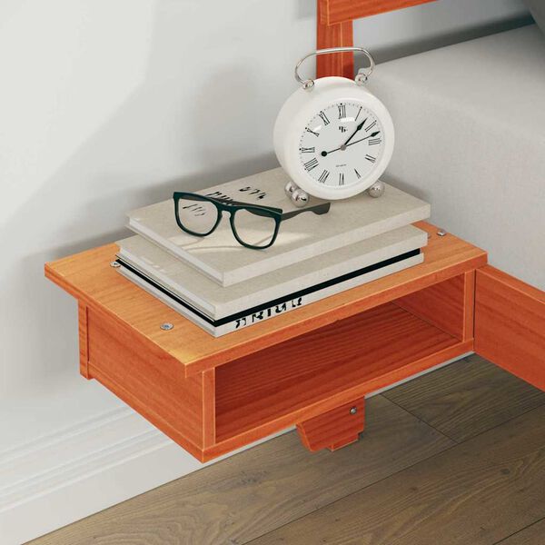 vidaXL Cadre de lit avec t&ecirc;te de lit Brun cire 200 x 200 cm Pin massif