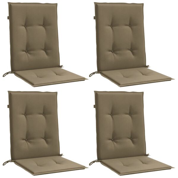 vidaXL Coussins de chaise &agrave; dossier bas lot de 4 taupe m&eacute;lang&eacute; tissu