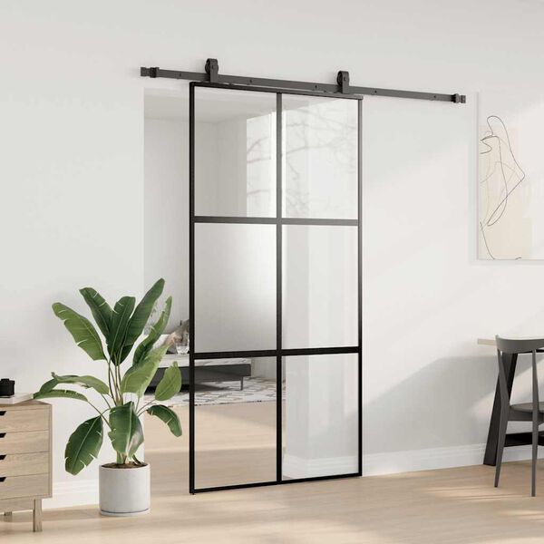 vidaXL Porte coulissante avec kit de quincaillerie noir 102,5x205 cm