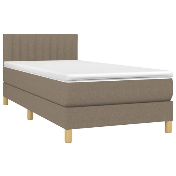 vidaXL Sommier &agrave; lattes de lit avec matelas LED Taupe 100x200 cm Tissu