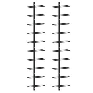 vidaXL Casiers &agrave; bouteilles muraux pour 20 bouteilles 2 pcs Noir M&eacute;tal