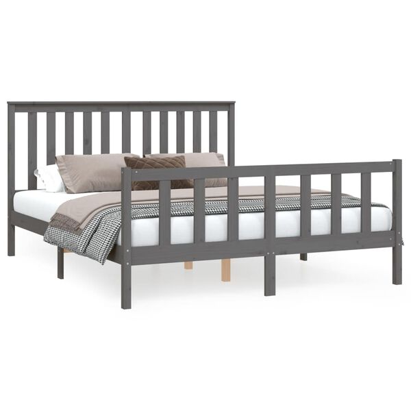 vidaXL Cadre de lit sans matelas gris 160x200 cm bois de pin massif