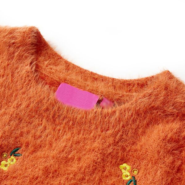 Pull-over tricot&eacute; pour enfants orange br&ucirc;l&eacute; 140