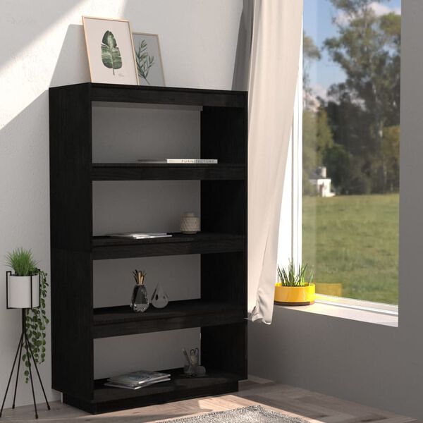 vidaXL Bibliothèque/Séparateur de pièce Noir 80x35x135 cm Pin massif