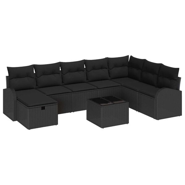 vidaXL Ensemble de Canap&eacute;s avec coussin avec stockage Noir polyrotin