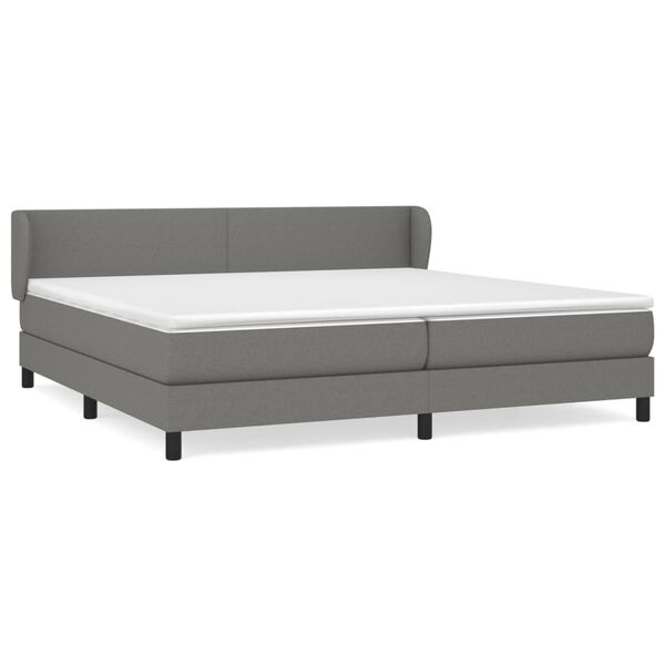 vidaXL Sommier &agrave; lattes de lit avec matelas Gris fonc&eacute; 200x200cm Tissu