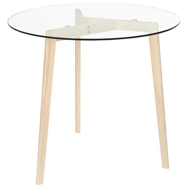 vidaXL Table de salle à manger transparent 80 cm verre trempé