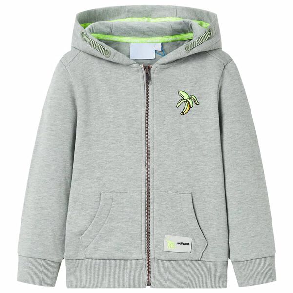 Sweatshirt &agrave; capuche fermeture &eacute;clair enfants m&eacute;lange kaki clair 128