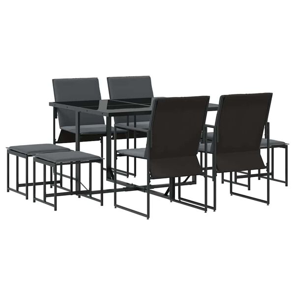 vidaXL Ensemble de salle à manger pour jardin 9 pcs Noir Acier