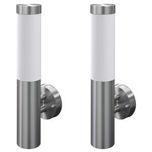 2 appliques murales cylindriques en acier inoxydable