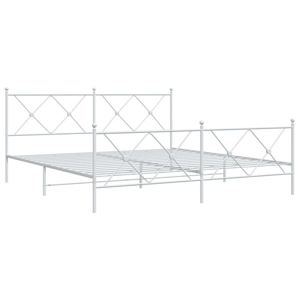 vidaXL Cadre de lit m&eacute;tal sans matelas et pied de lit blanc 183x213 cm