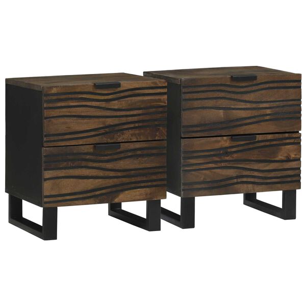 vidaXL Cabinet de chevet avec tiroir 2 pcs Noyer 40 x 33 x 46 cm