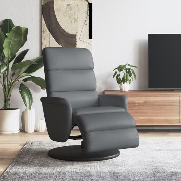 vidaXL Fauteuil inclinable avec repose-pieds gris similicuir