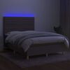 vidaXL Sommier &agrave; lattes de lit et matelas et LED Taupe 140x190cm Tissu