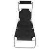 vidaXL Chaise longue pliable avec auvent Noir Aluminium