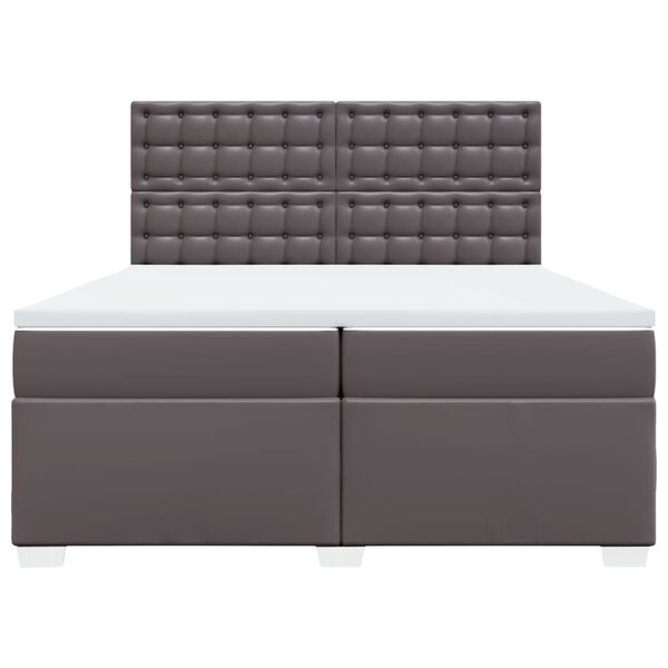 vidaXL Sommier à lattes de lit avec matelas Gris 200x200 cm Similicuir
