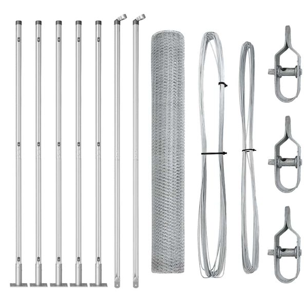 vidaXL Poteau de cl&ocirc;ture. Argent&eacute; 10 x 1 m (treillis de 25 mm) Acier