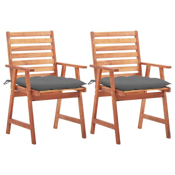 vidaXL Chaises &agrave; manger d'ext&eacute;rieur lot de 2 et coussins Acacia massif