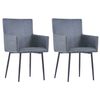 vidaXL Chaises &agrave; manger et accoudoirs lot de 2 gris similicuir daim
